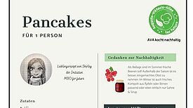 Auf der Seite aus dem Kochbuch, das als Teil des Projekts „Umweltgerechtigkeit“ entstanden ist, gibt es ein Rezept für Pancakes.